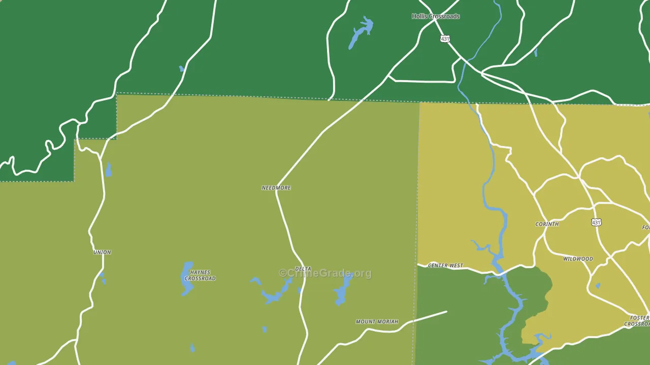 36258, AL Map of Vehicle Theft Rates