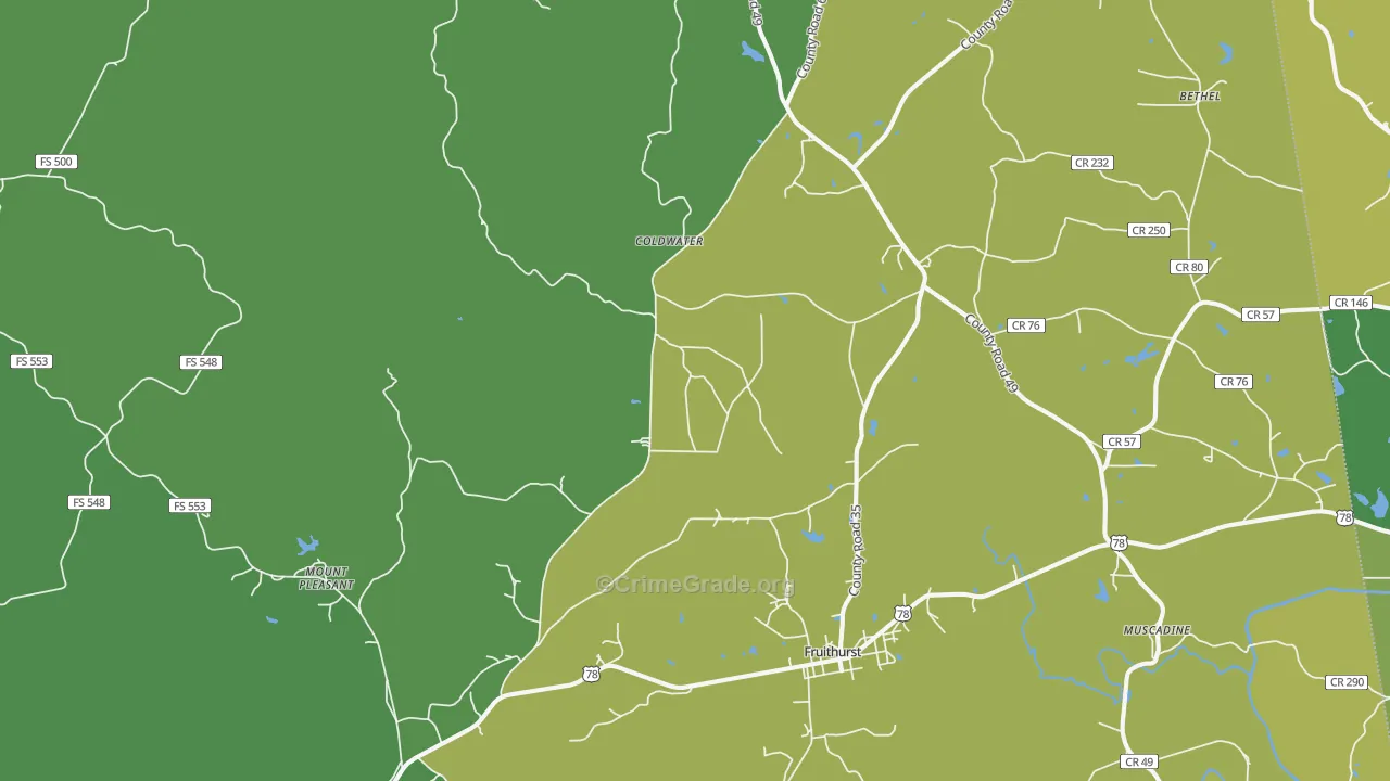 36262, AL Map of Vehicle Theft Rates