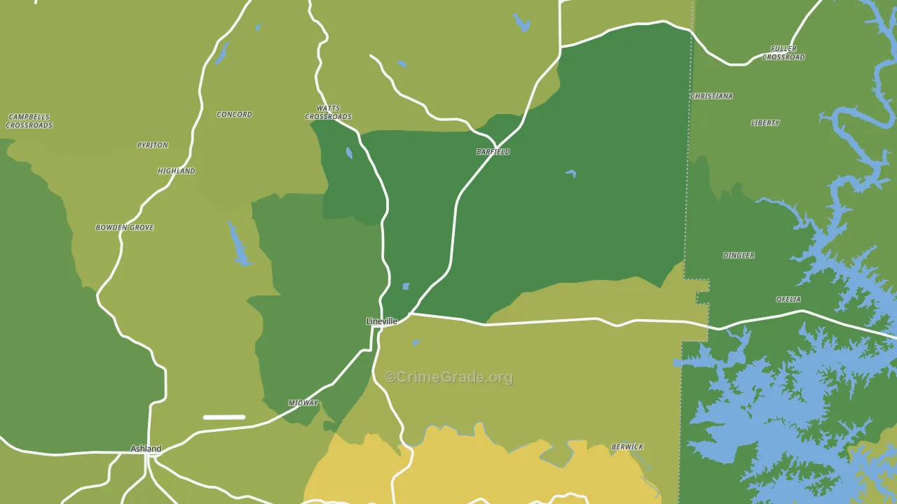 36266, AL Map of Vehicle Theft Rates