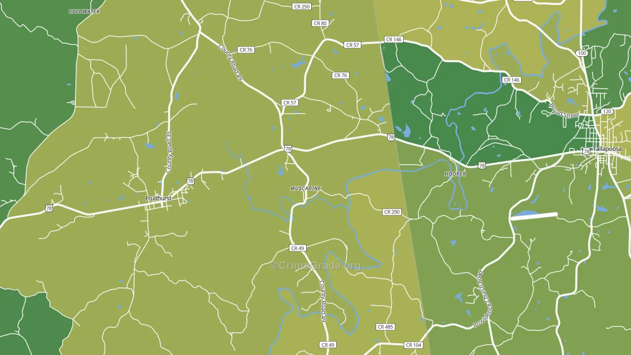 36269, AL Map of Vehicle Theft Rates