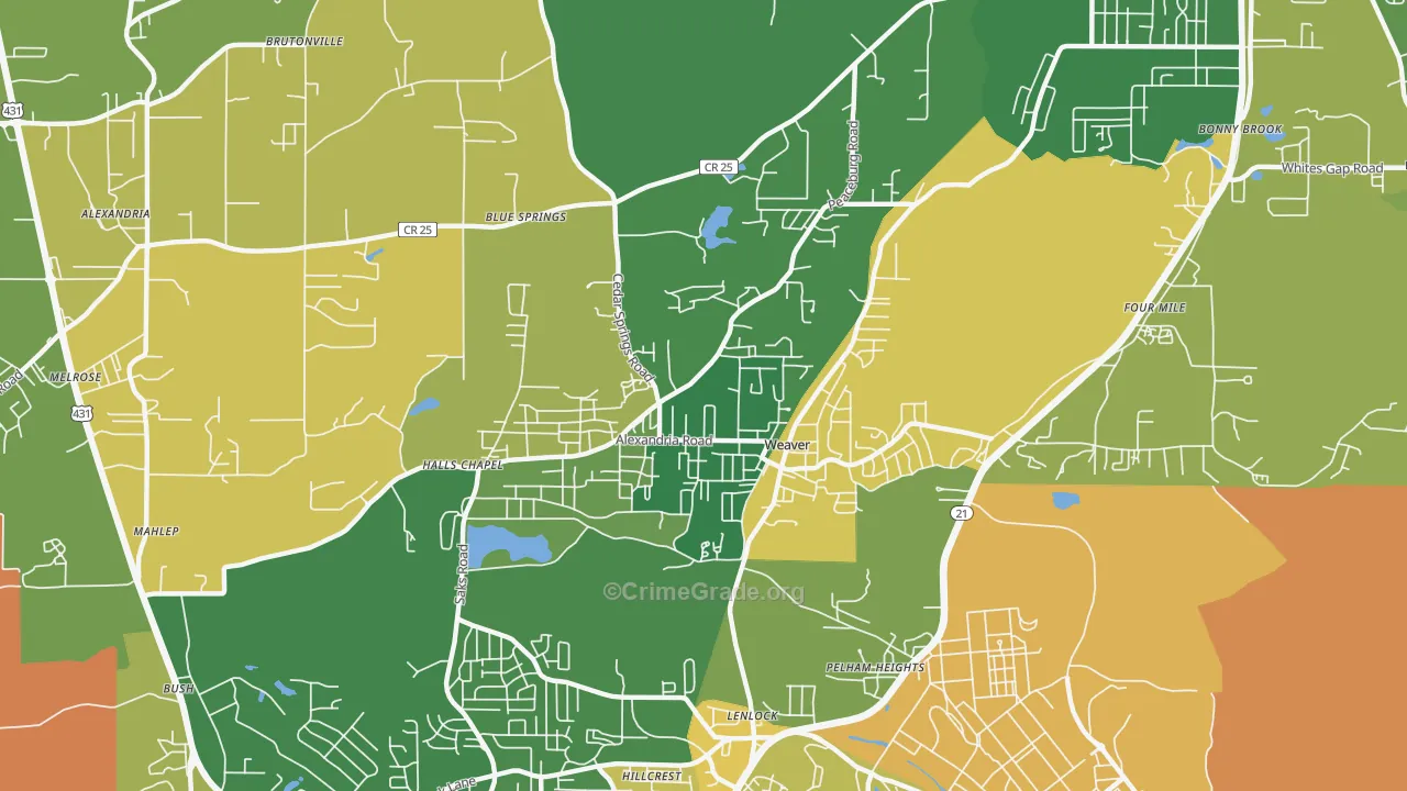 36277, AL Map of Vehicle Theft Rates