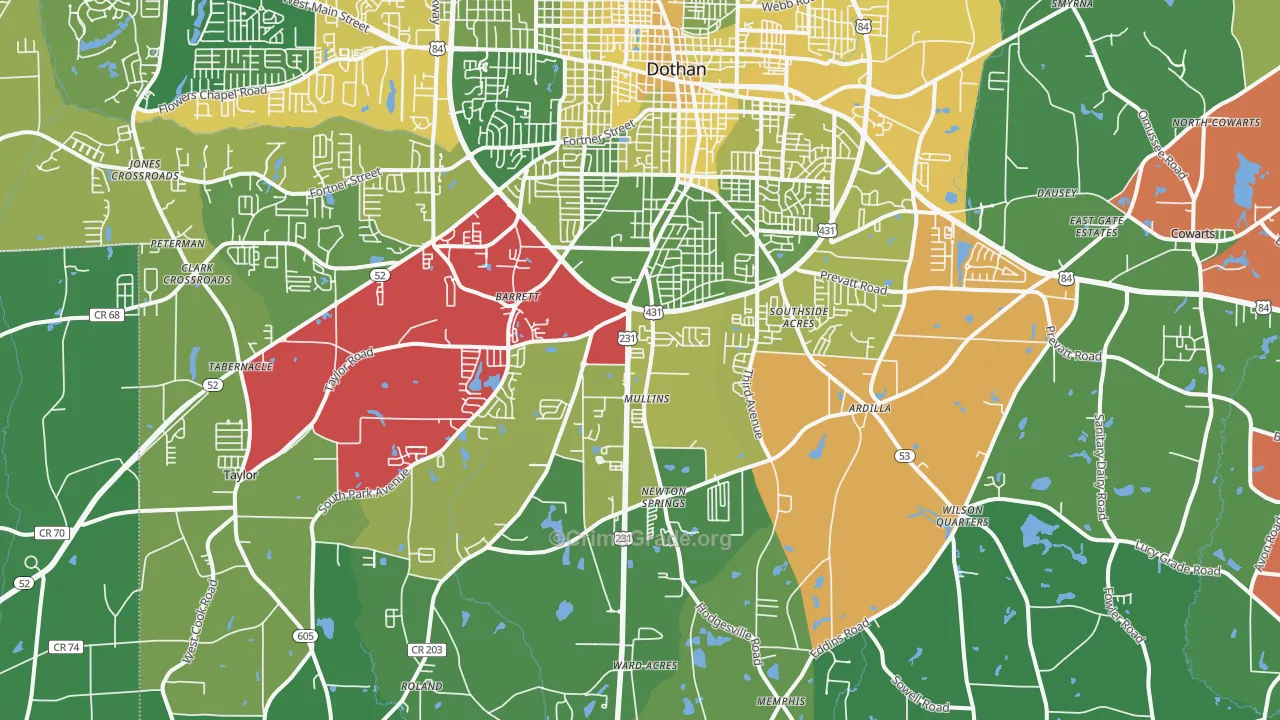 36301, AL Map of Vehicle Theft Rates