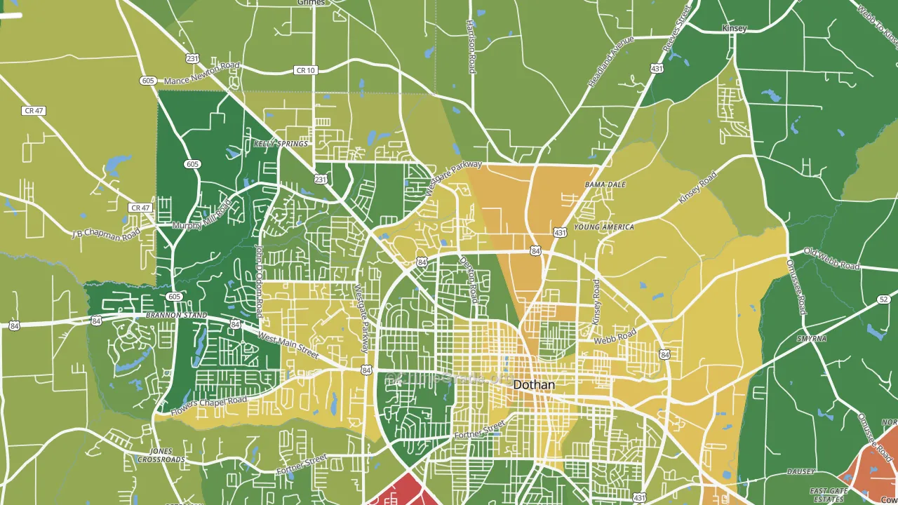 36303, AL Map of Vehicle Theft Rates