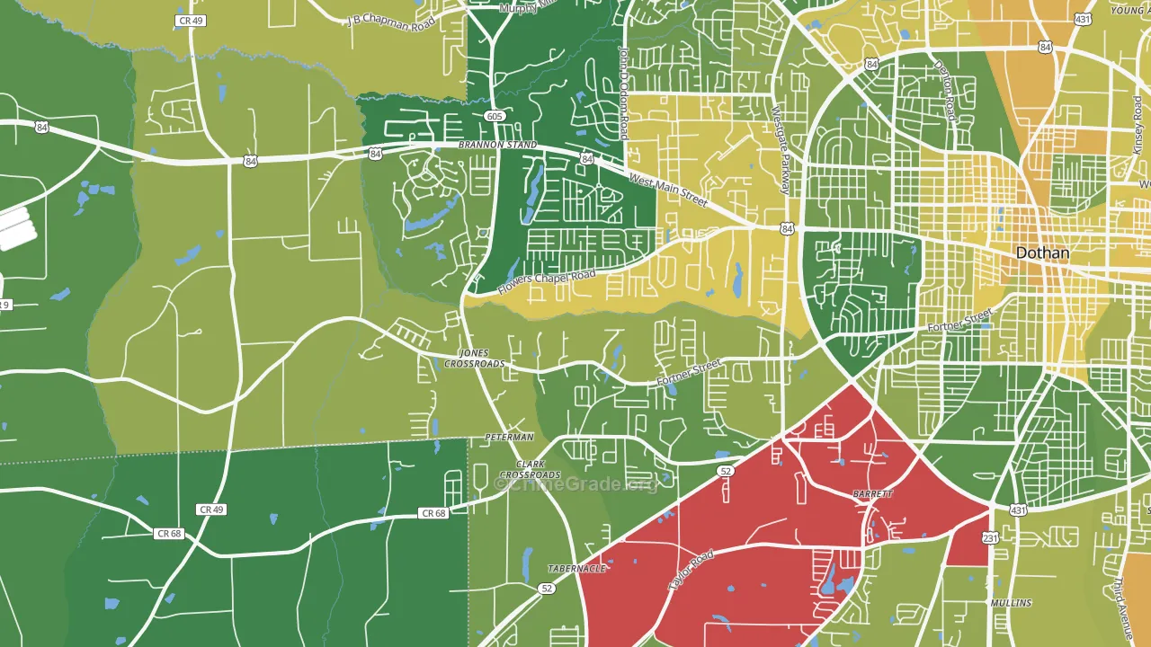 36305, AL Map of Vehicle Theft Rates