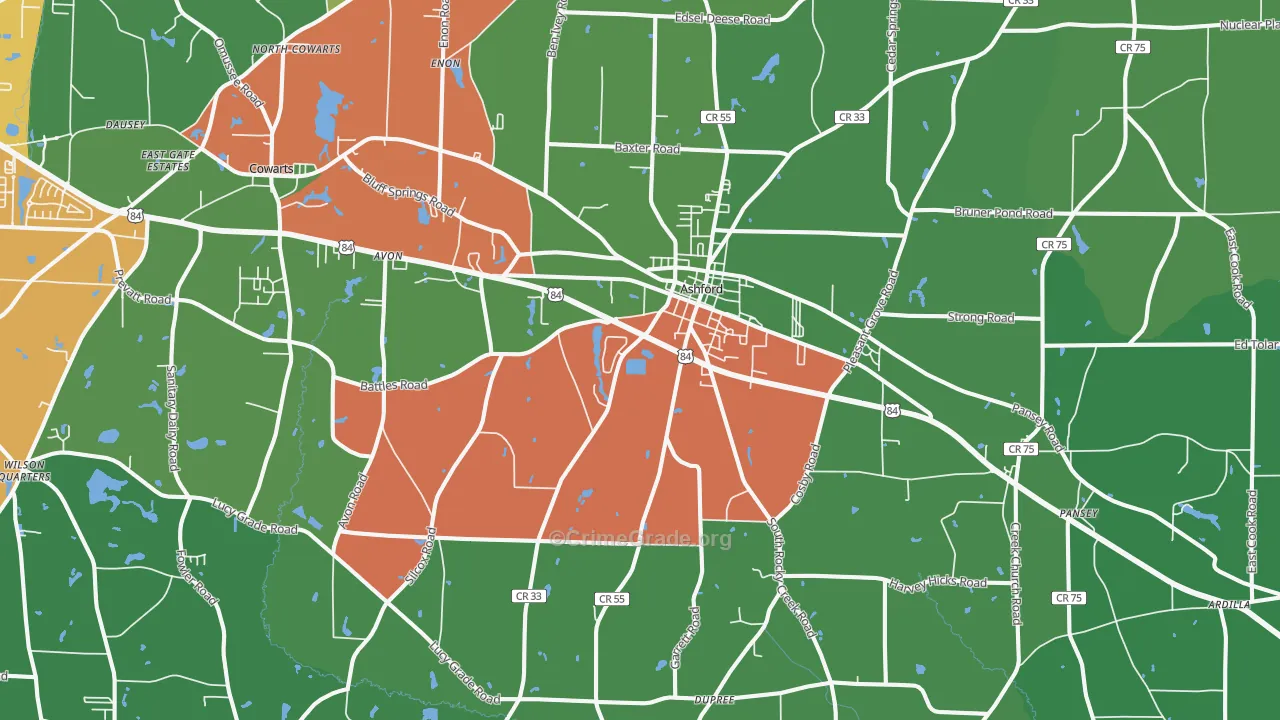 36312, AL Map of Vehicle Theft Rates
