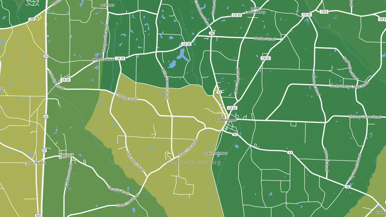 36320, AL Map of Vehicle Theft Rates
