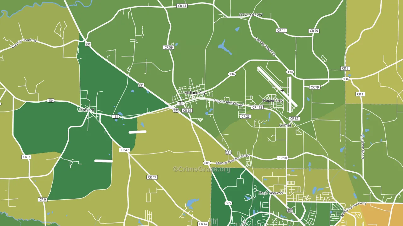36350, AL Map of Vehicle Theft Rates