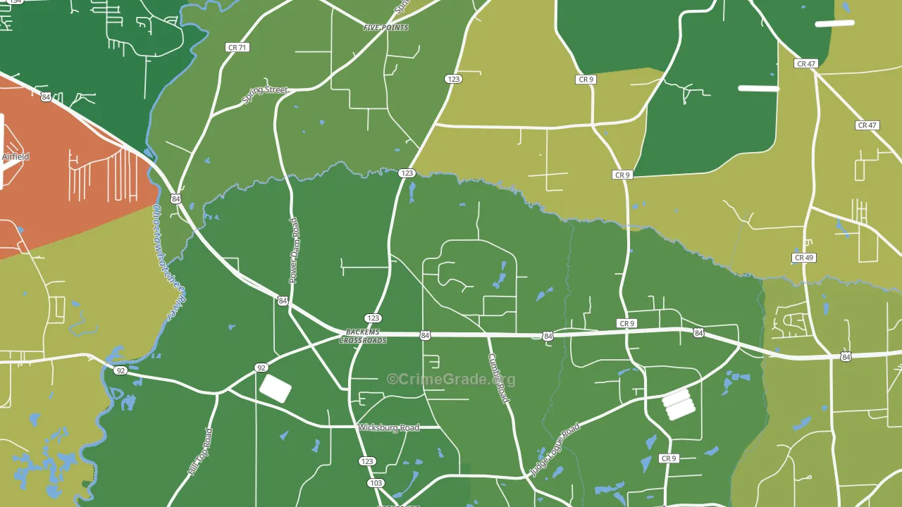 36352, AL Map of Vehicle Theft Rates