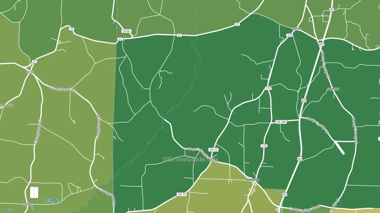 36353, AL Map of Vehicle Theft Rates