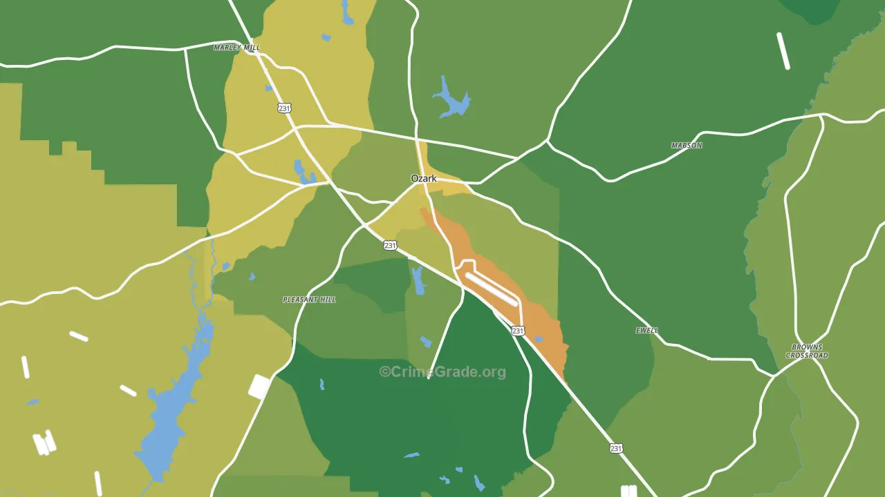 36360, AL Map of Vehicle Theft Rates