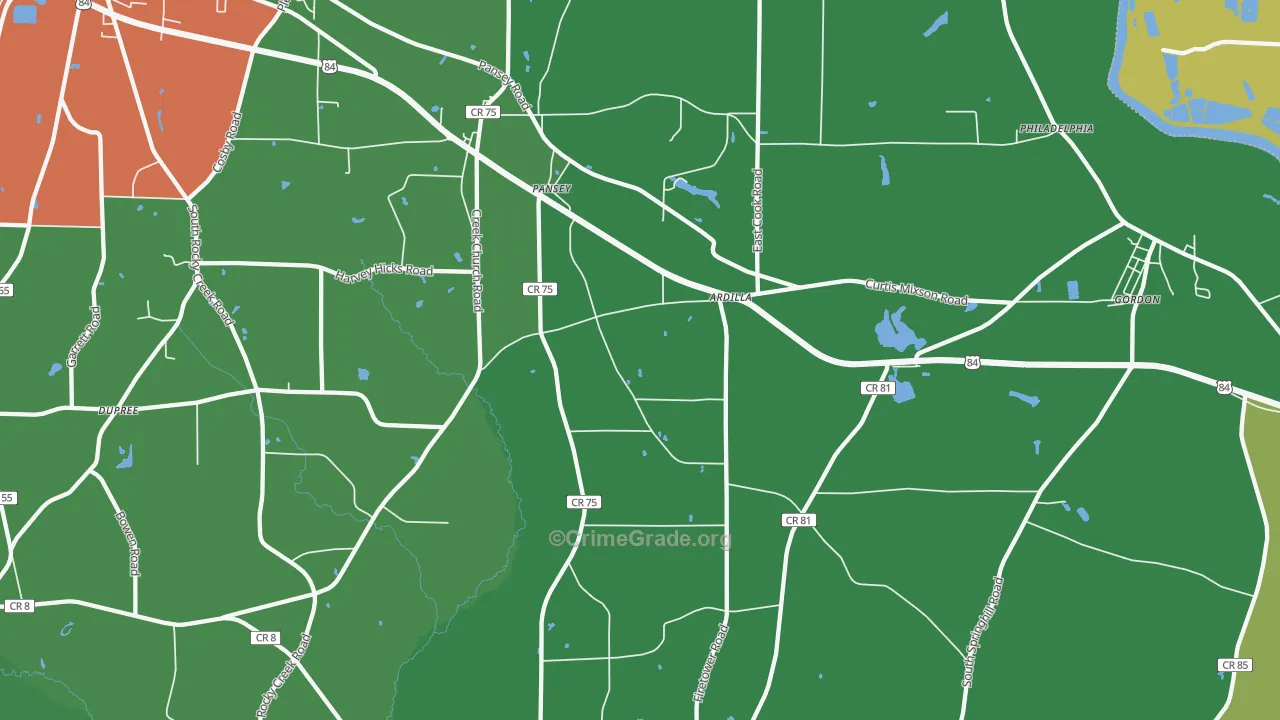 36370, AL Map of Vehicle Theft Rates