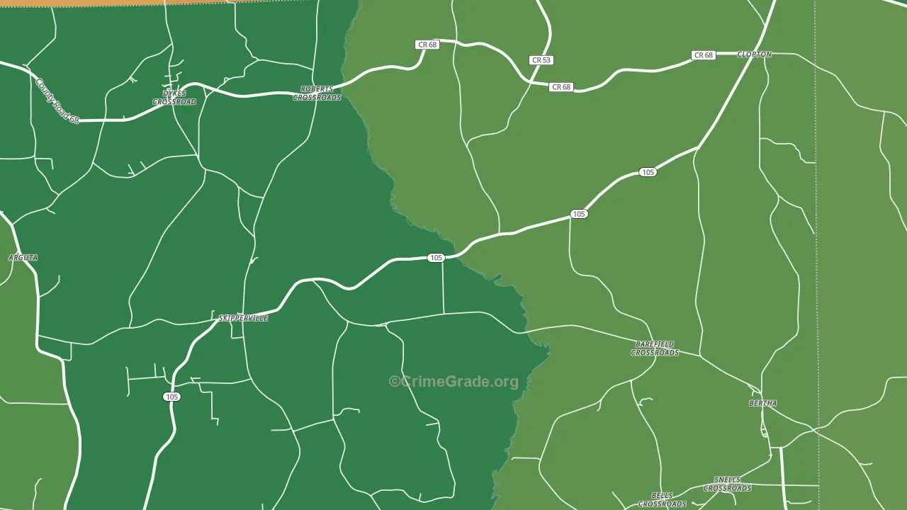 36374, AL Map of Vehicle Theft Rates