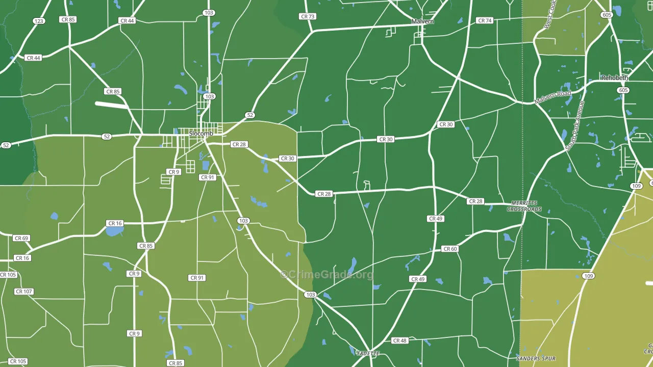 36375, AL Map of Vehicle Theft Rates