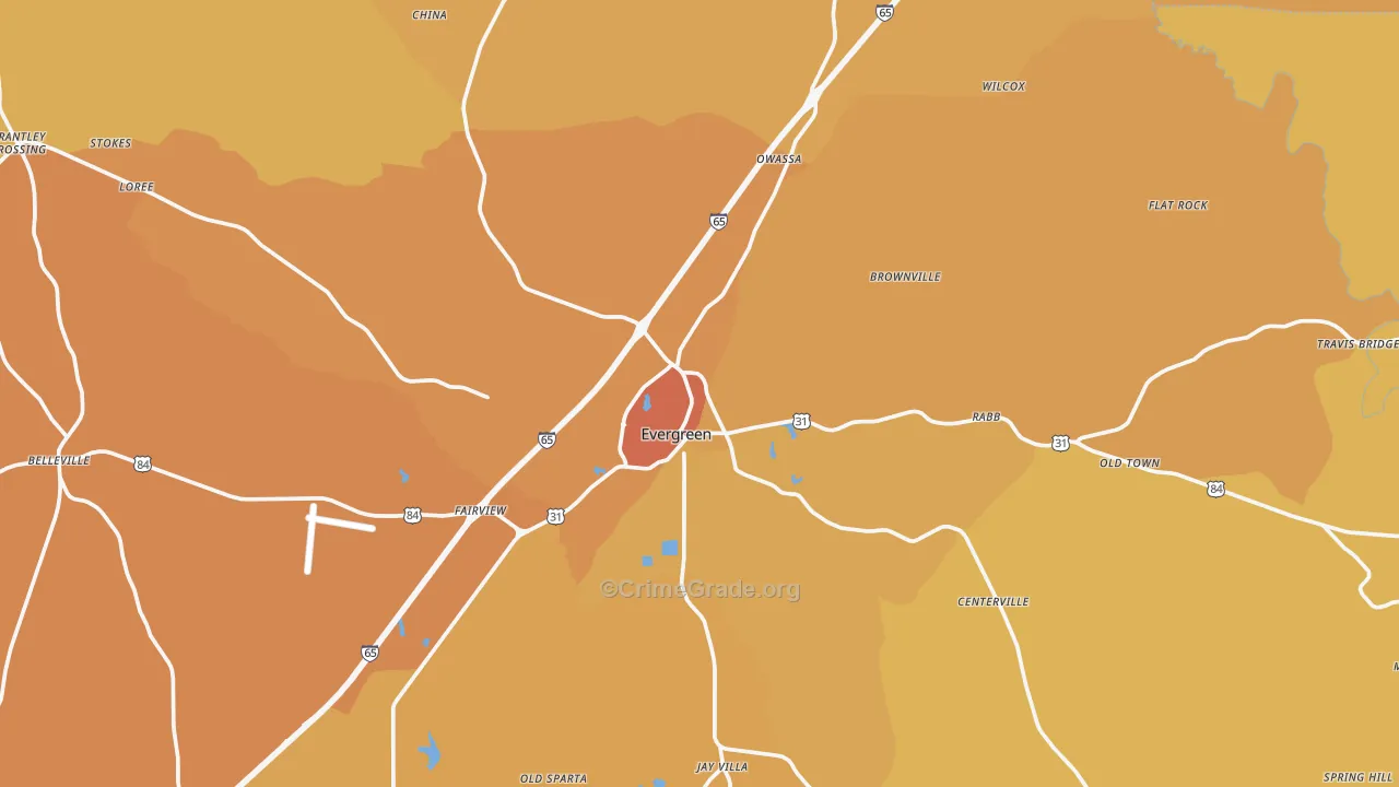 36401, AL Map of Vehicle Theft Rates