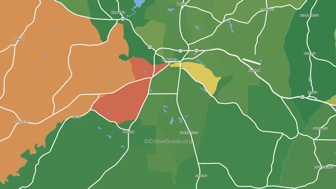 36420, AL Map of Vehicle Theft Rates