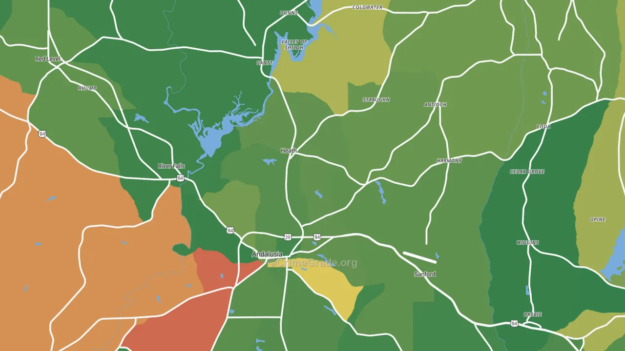 36421, AL Map of Vehicle Theft Rates