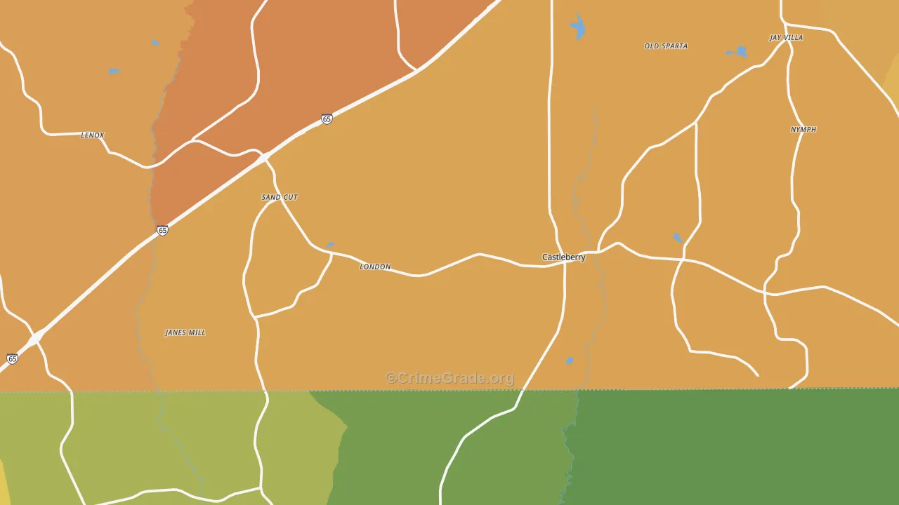 36432, AL Map of Vehicle Theft Rates