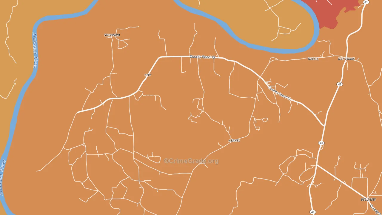 36435, AL Map of Vehicle Theft Rates