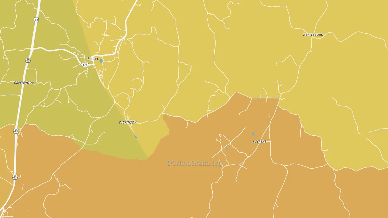 36436, AL Map of Vehicle Theft Rates