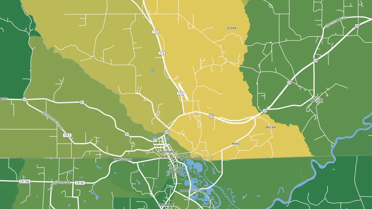 36441, AL Map of Vehicle Theft Rates