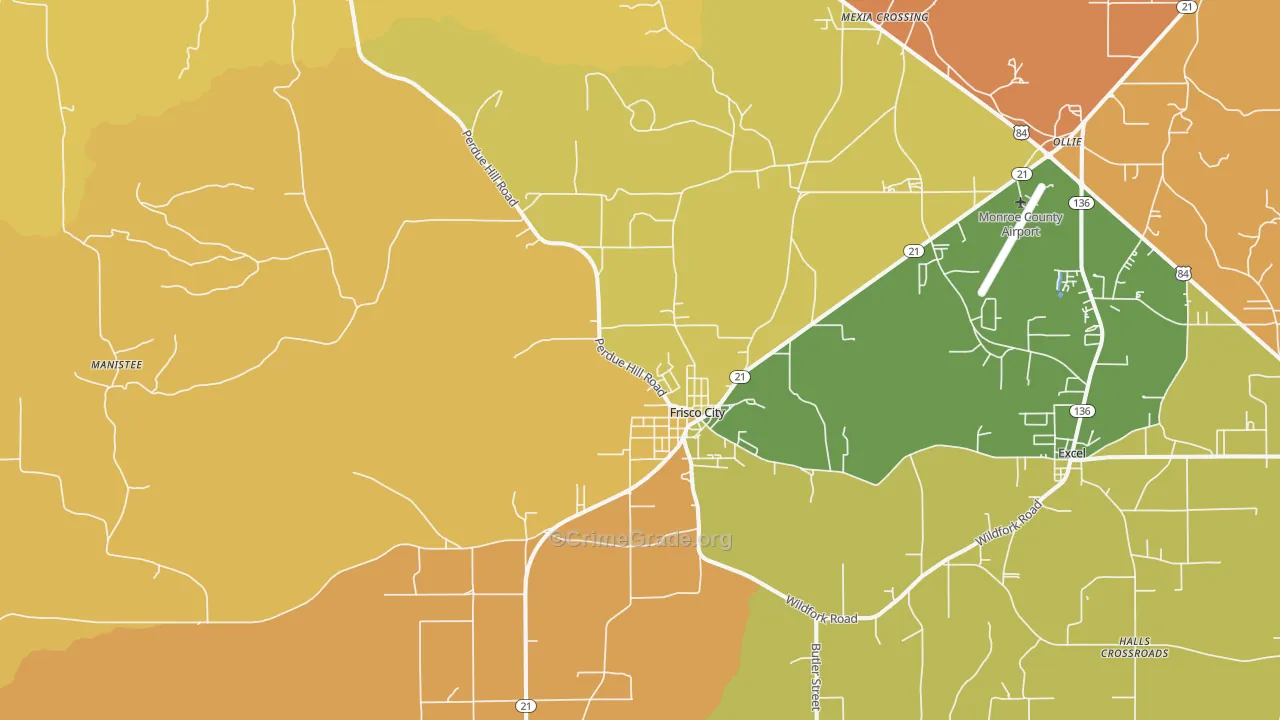 36445, AL Map of Vehicle Theft Rates