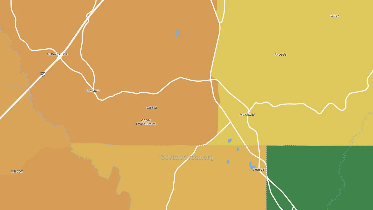 36456, AL Map of Vehicle Theft Rates