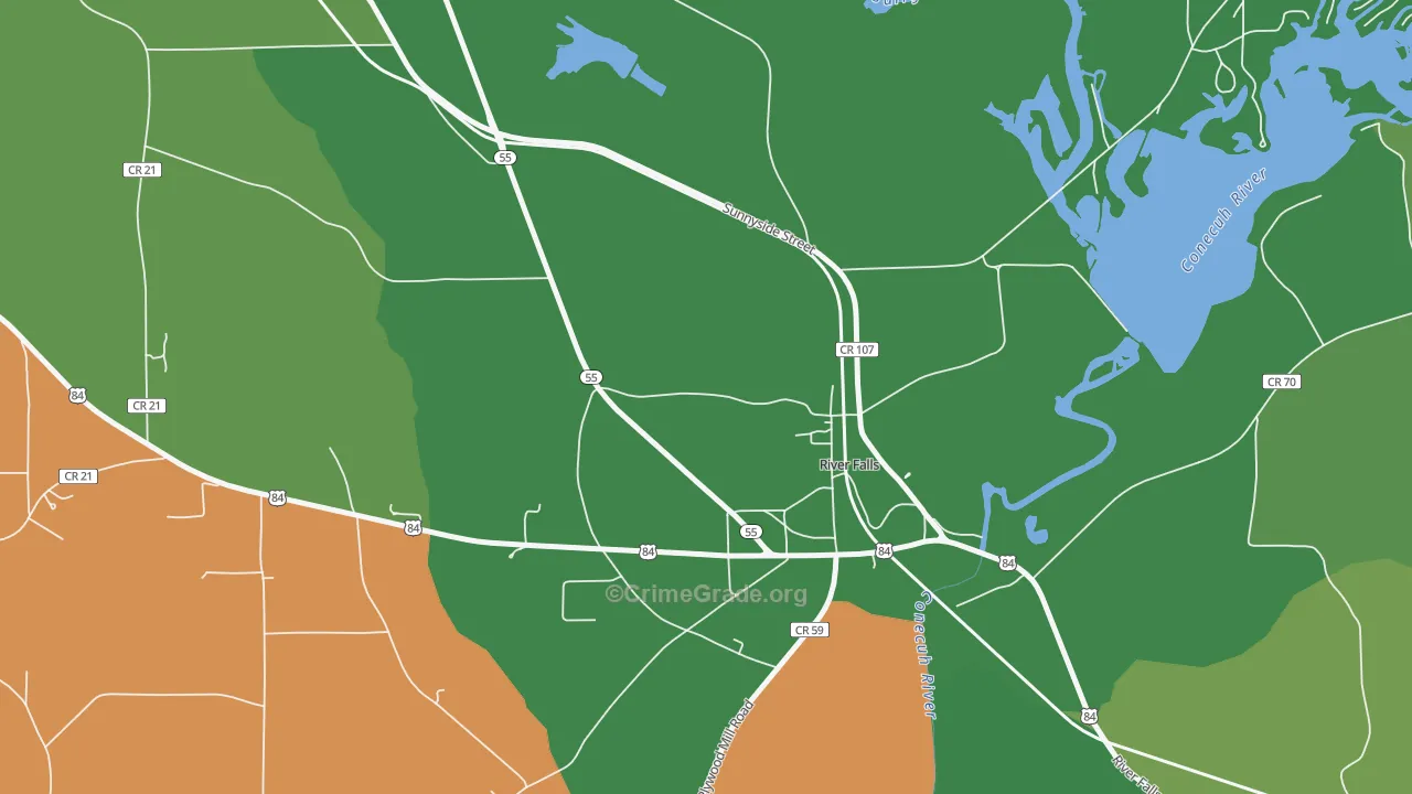 36476, AL Map of Vehicle Theft Rates