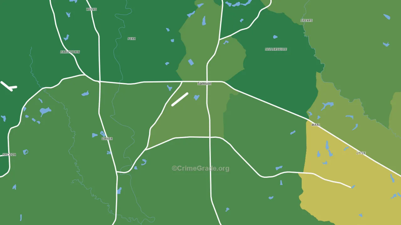 36477, AL Map of Vehicle Theft Rates