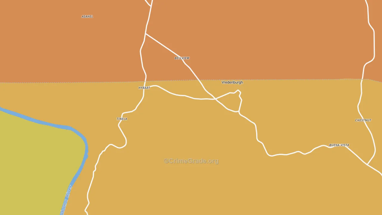 36481, AL Map of Vehicle Theft Rates