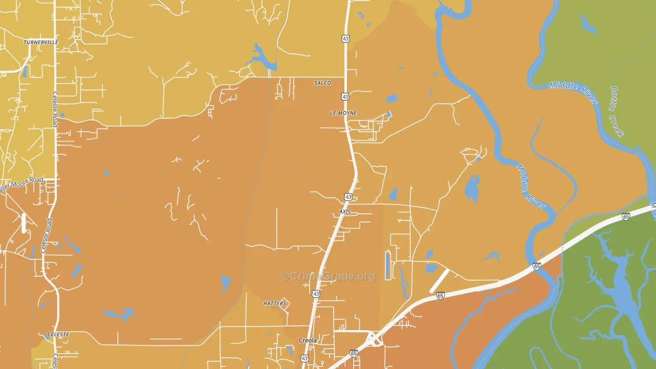 36505, AL Map of Vehicle Theft Rates