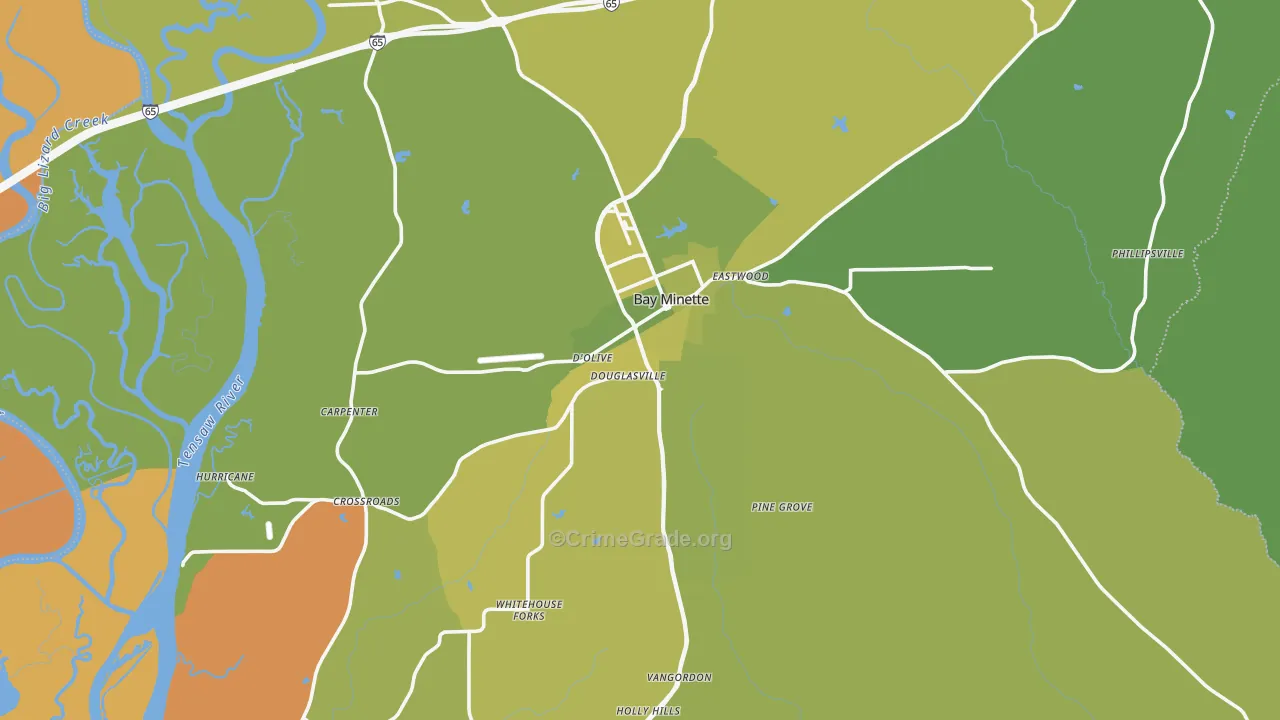 36507, AL Map of Vehicle Theft Rates