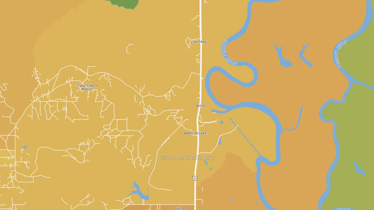 36512, AL Map of Vehicle Theft Rates