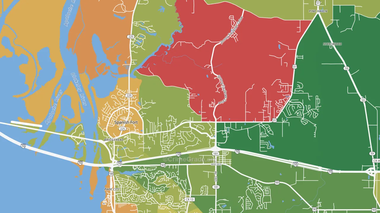 36527, AL Map of Vehicle Theft Rates
