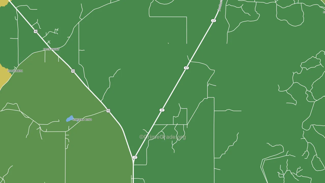 36529, AL Map of Vehicle Theft Rates