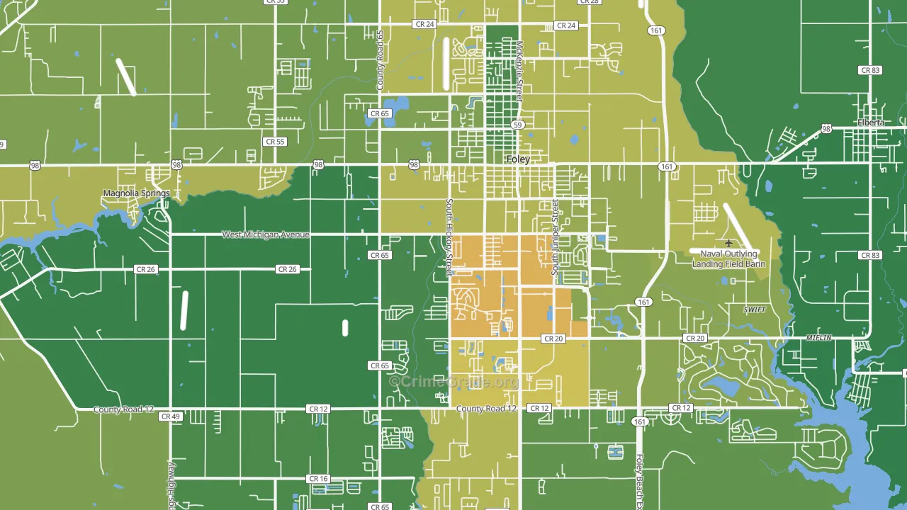 36535, AL Map of Vehicle Theft Rates