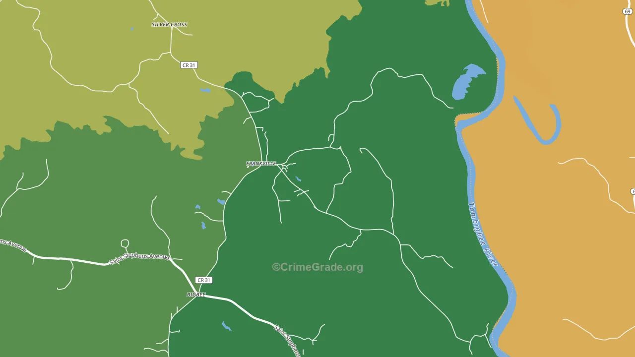 36538, AL Map of Vehicle Theft Rates