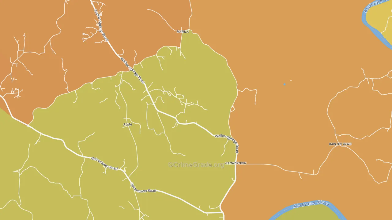 36540, AL Map of Vehicle Theft Rates
