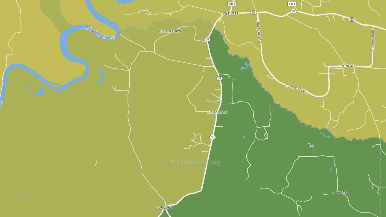 36550, AL Map of Vehicle Theft Rates