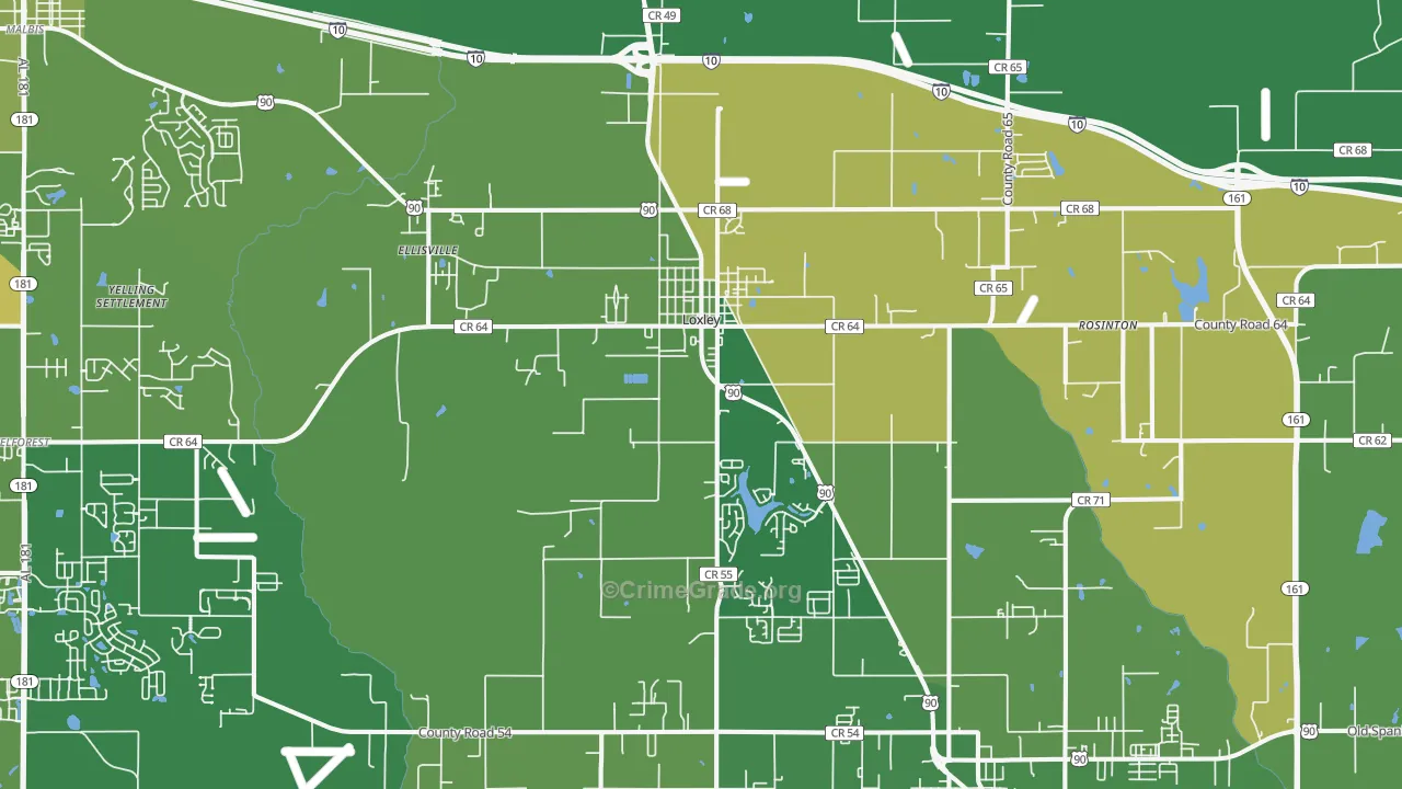36551, AL Map of Vehicle Theft Rates