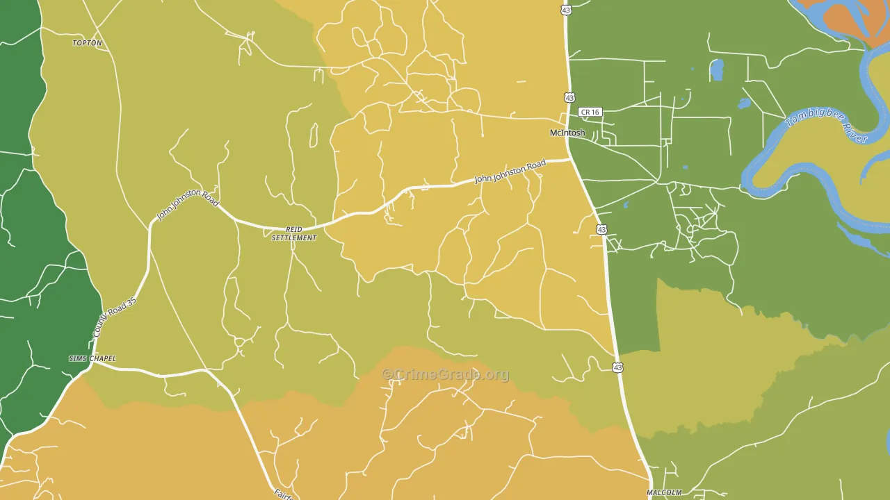 36553, AL Map of Vehicle Theft Rates