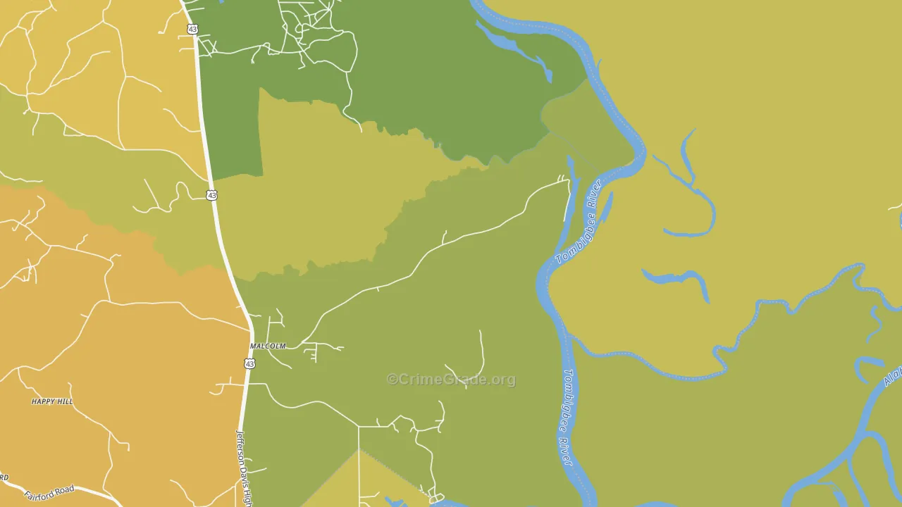 36556, AL Map of Vehicle Theft Rates