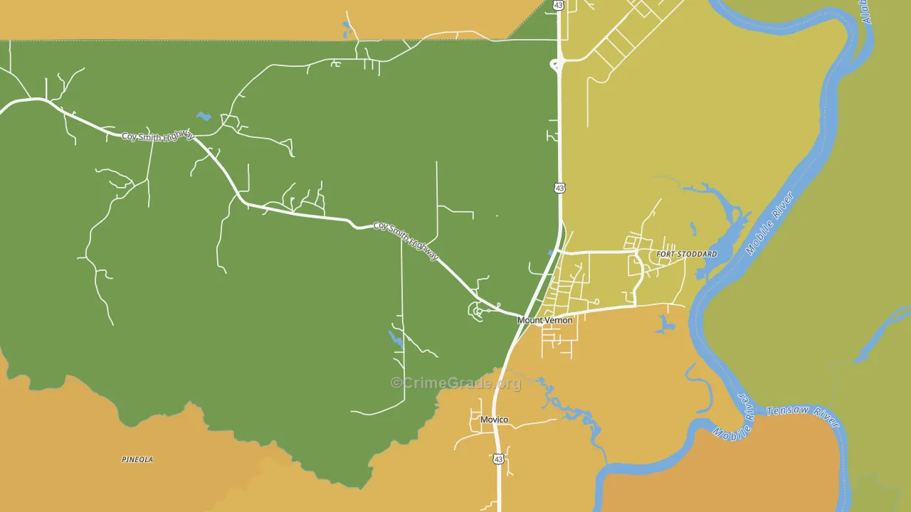 36560, AL Map of Vehicle Theft Rates