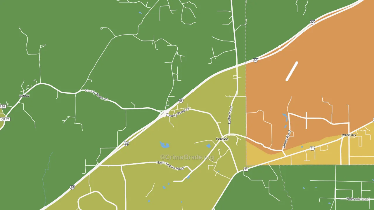 36562, AL Map of Vehicle Theft Rates