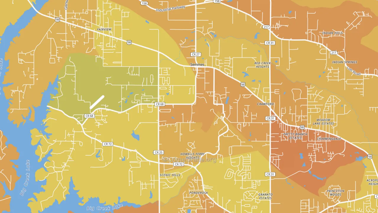 36575, AL Map of Vehicle Theft Rates