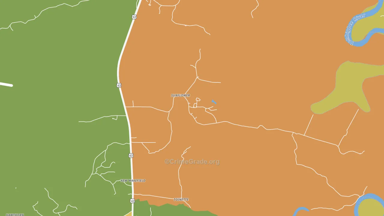 36581, AL Map of Vehicle Theft Rates