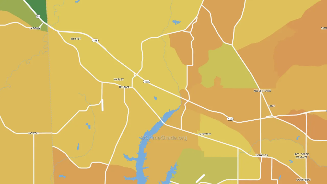 36587, AL Map of Vehicle Theft Rates