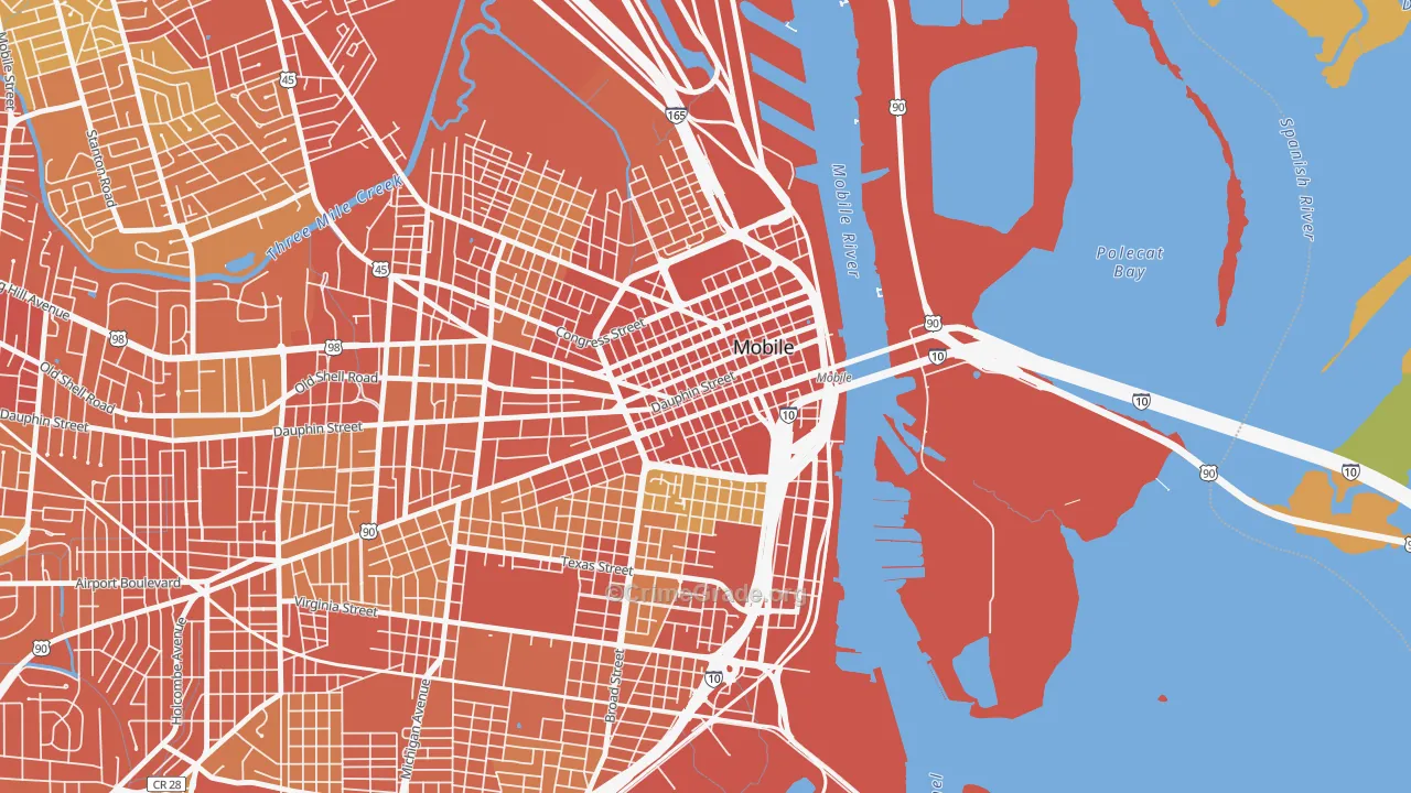 36602, AL Map of Vehicle Theft Rates