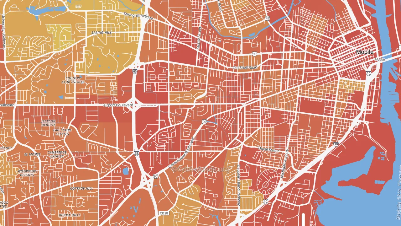 36606, AL Map of Vehicle Theft Rates