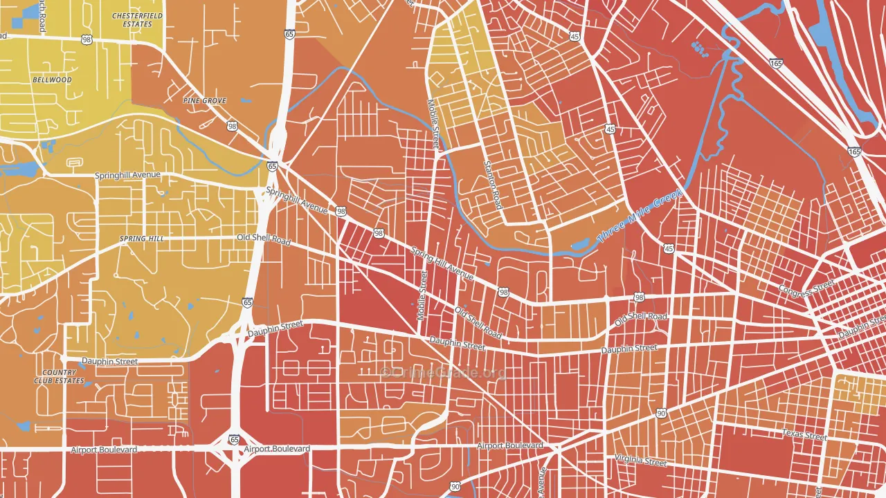 36607, AL Map of Vehicle Theft Rates