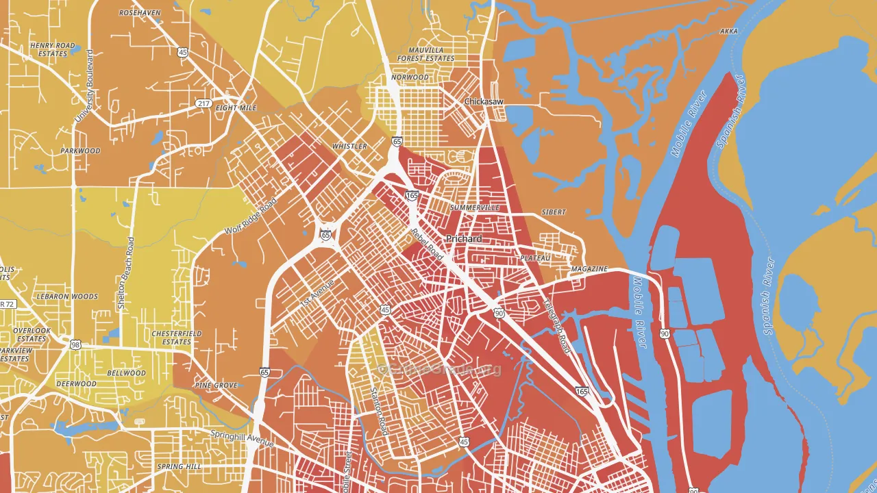 36610, AL Map of Vehicle Theft Rates